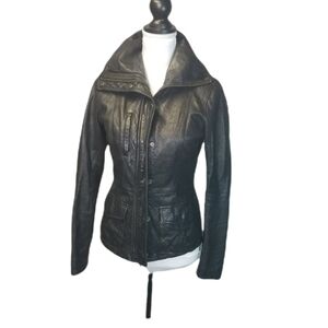 Vince black leather jacket